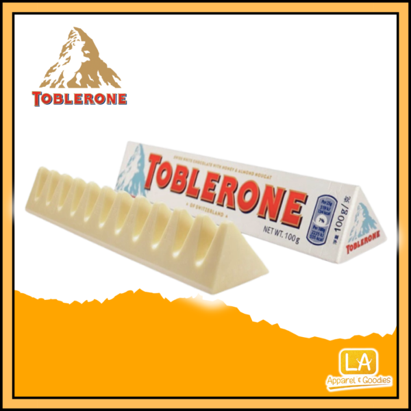 TOBLERONE WHITE CHOCOLATE WITH HONEY & ALMOND NOUGAT 100G