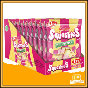 Swizzels Drumstick Squashies Rhubarb & Custard Flavors Bag 12x120g