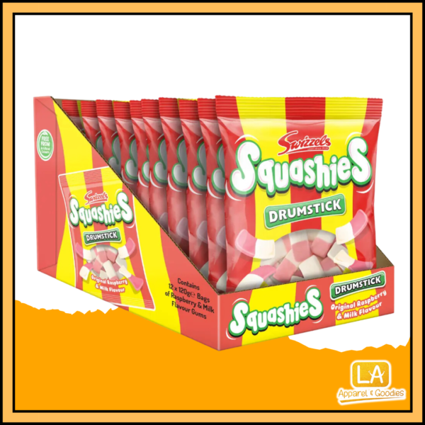 SWIZZELS SQUASHIES DRUMSTICK ORIGINAL RASPBERRY & MILK FLAVOUR 12x120G