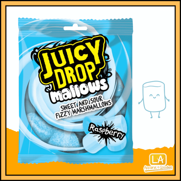 JUICY DROP MALLOWS SWEET AND SOUR FIZZY MARSHMALLOWS RASPBERRY 100G