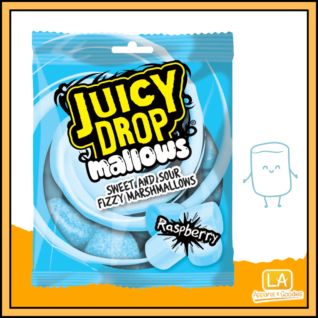 JUICY DROP MALLOWS SWEET AND SOUR FIZZY MARSHMALLOWS RASPBERRY 100G