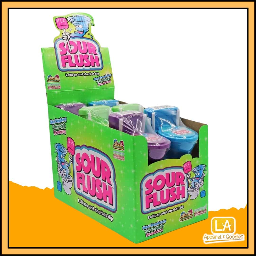 SOUR FLUSH LOLLIPOP AND SHERBET DIP 12x39G